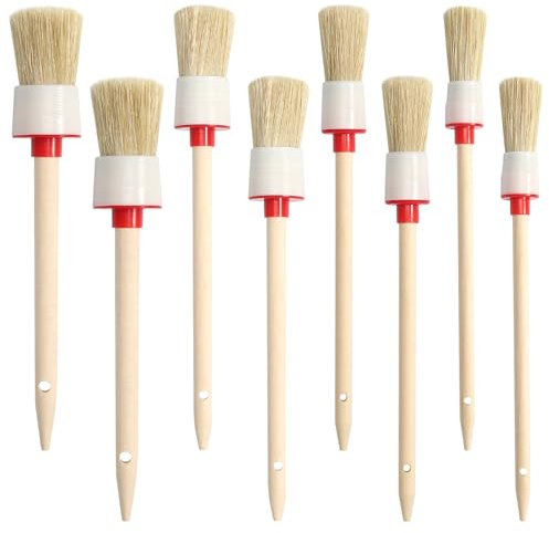 8 Stück Borstenpinsel, Rundpinsel Ringpinsel Lackpinsel Wachspinsel Maler Ringpinsel Set, Profi Holz Rundpinsel Naturborstenpinsel für Wänden und Möbeln für den Hausgebrauch