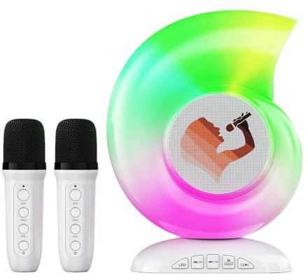 Máquina de Karaoke, micrófonos inalámbricos, de Karaoke Profesional, máquina de Karaoke compacta, máquina de Karaoke con Luces LED, portátil e Ideal para Usar en el hogar y Fiestas en casa