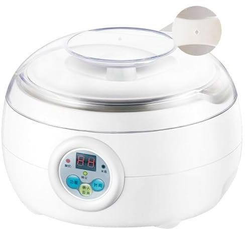 Yoghurt Maker Machine, Fully Automatic Yogurt Maker with 4 X 200ml Glass Jars Lids, LCD Display Timer, 20W for Homemade Individual Yoghurt Pots,1.5L