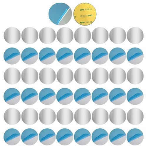 Alriedy Lot de 50 plaquettes métalliques autocollantes pour bande magnétique Tonies - En acier inoxydable - Pour étagère Tonie - Aimants pour figurines Tonie - Base adhésive pour fixation magnétique