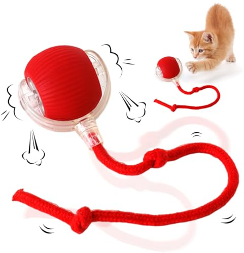 Tomedeks 1 Pezzo Giochi per gatti in casa, Giochi gatto, Lancia palline per cani, Giochi interattivi per gatti, Dotato di USB ricaricabile, 3 modalità di funzionamento, Rosso