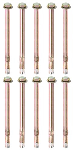 M METERXITY 10-Pack Tornillo De Expansión Hexagonal, M6x120mm Acero Al Carbón Galvanizado De Colores, Tornillo De Expansión Hexagonal Externo, Tornillo Metálico Concreto/Ladrillo Seco/Block
