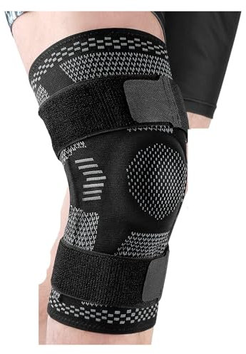 YXADGML Knee Sleeves 1 Pc Sports Knee Pads For Knee With Side Stabilizers Knee Support Compression Sleeve(Dark Grey,XXL)