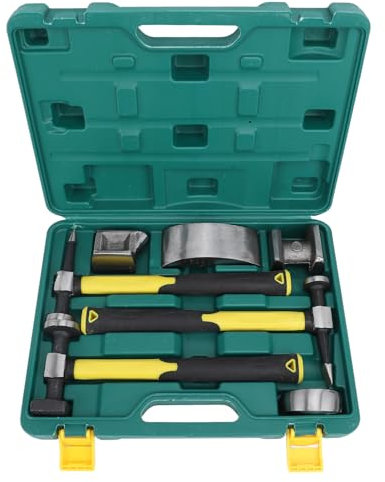 SIXRUN Kit di Riparazione del Corpo Automatico 7 Pezzi, Martello per Carrozzeria a Auto con Servizio Pesante in Acciaio a Carbonio e Strumenti di Riparazione in Ammaccatura con