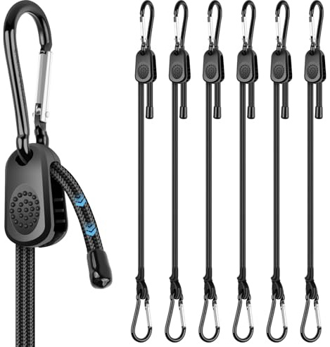 Verstellbar Spanngummi mit Karabiner Haken, 6 Stück Expander mit Karabiner, Überlegen Gummispanner Gepäckspanner für Sonnensegel, Gartengeräte, Ladung - Frei Verstellbare Länge bis zu 100 cm