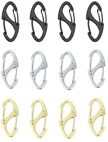 SJUIEO Mousqueton à double ouverture, mousqueton en forme de S, crochet antivol, serrure à fermeture éclair pour sac à dos, clip de fermeture rapide, convient pour sacs de sport, porte-clés, bagages