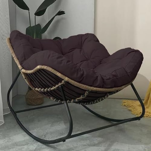 Schaukelstuhl Auflage wasserdicht Rattan Wohnzimmer, 10cm Dicke Bequemer Schaukelsessel Kissen Outdoor Indoor, Papasansessel Kissen Auflage Doppelt (Nur Kissen)(Braun,125x130cm)