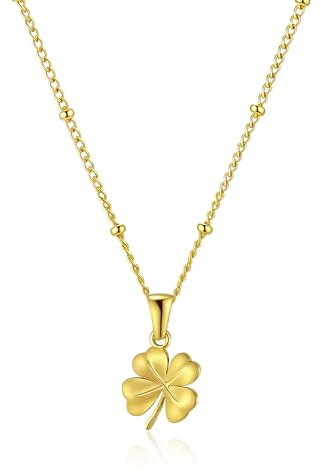 SKENUDY 14K or trèfle collier pour les femmes Boho acier inoxydable imperméable mignon doux amour pendentif colliers pour les femmes
