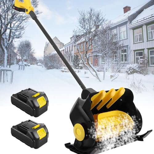 Pala de nieve eléctrica, 41 cm de ancho, soplador de nieve inalámbrico con mango frontal ajustable, incluye 2 baterías de 4 Ah y cargador rápido