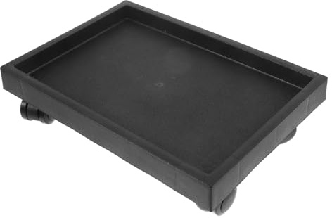 UPKOCH Supporto per Piante con Ruote Portatile, Vassoio Rettangolare in Vetro Temperato, Base Mobile per Vasi di Fiori con Vaschetta Raccolta Acqua, per Giardino e Balcone