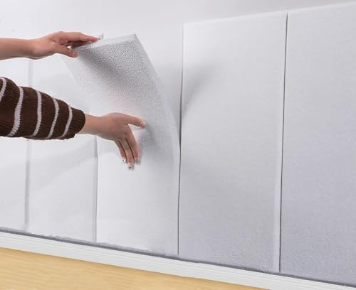 Generisk huvudgavel väggkudde, väggkudde säng, antikollision självhäftande väggkudde, vadderade väggpaneler säng för sovrum, mjuk och bekväm, vit – 30 x 60 cm 1 st