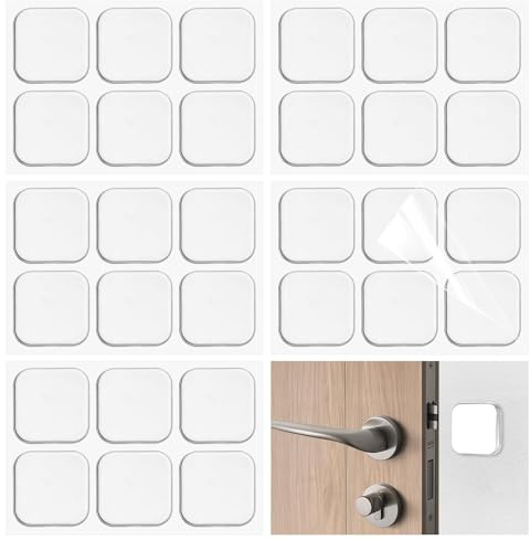 LOLYSIC 30 Stück Türstopper Wand Selbstklebend Quadrat, Türpuffer Türstopper Selbstklebend, Gummipuffer Selbstklebend Gummifuß, Wandschutz Türklinke für Türgriff, Wände, Möbel, Stoß dämpfender