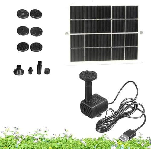 Sghtil Solarpumpe – 15 W Solar-Wasserpumpe für Außenteiche, verstellbares Bewässerungssystem für Balkon, Terrasse, Aquarium, Rasen, Garten, Außenbereich