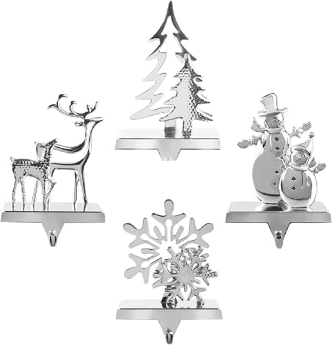 Anmas Power Weihnachten Schneeflocke Weihnachtsstrumpf Halter Halterung Ständer Weihnachtssocken Haken Strebe Dekoration Metall Silber (Silver)
