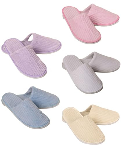 Lot de 5 paires de pantoufles de spa antidérapantes pour homme et femme, lavables et réutilisables, pour l'intérieur, la salle de bain, la chambre, l'hôtel, la mariée