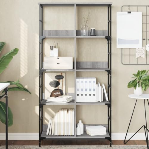 Mimdixy Freistehendes Regal Büroregal Standregal,Bücherregal Grau 78,5x33x153 cm Holzwerkstoff,Für Wohnzimmer,Schlafzimmer,Küche,Einfache Montage