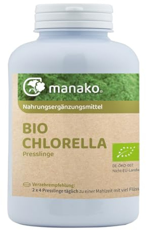 Manako Bio Chlorella Presslinge à 400mg, 1er Pack (1 x 250 g) - Bio