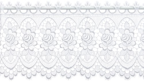 Plauener Spitze Scheiben-Gardine Weiss HxB 32x144 cm für Stangendurchzug