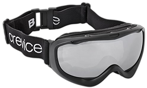 Black Crevice Skibrille mit Doppel-Spiegelscheibe I Ski-Brille I bruchfeste Skibrille Herren & Damen I Anti-Fog-Beschichtung & UV 400 Schutz I größenverstellbar