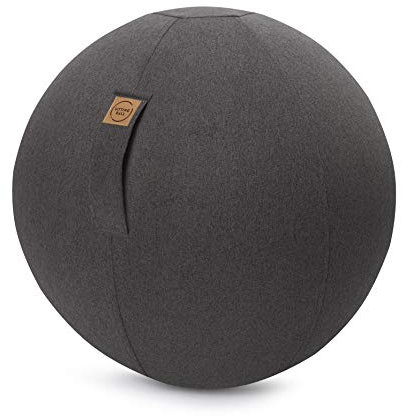 Sitting Ball Felt Sitzball mit Filzimitat, Gymnastikball mit Stoffbezug, Fitnessball mit Filzhülle, Yogaball, ca. 65 ⌀, bei 30° waschbar, anthrazit