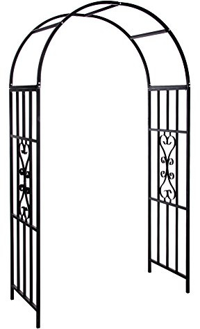 BAKAJI Arco de jardín Soporte para Rosas Plantas trepadoras de Metal 113 x 50 x 205H cm Color Negro