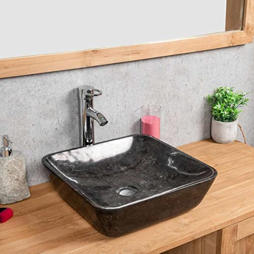 Wanda collection - Vasque à Poser en marbre Carmen carré 40cm Noir