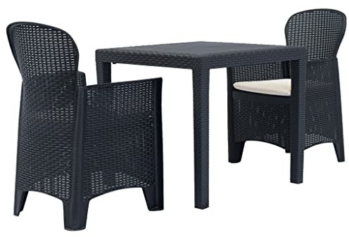 vidaXL Bistroset 3-TLG. Kunststoff Rattan-Optik Sitzgruppe Garnitur Balkonset