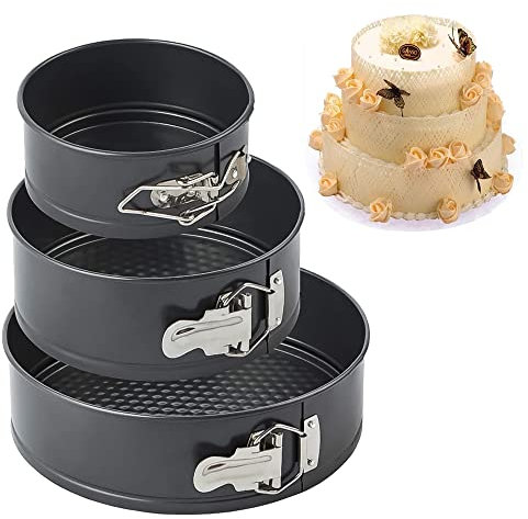 Spring Forma Set,Pastel Antiadherente y a Prueba de Fugas,Juego de Lata Para Pastel Antiadherente,Molde Redondo de Queso,molde redondo desmontable,Molde de Horno Desmontable, 250°Resistente al Calor