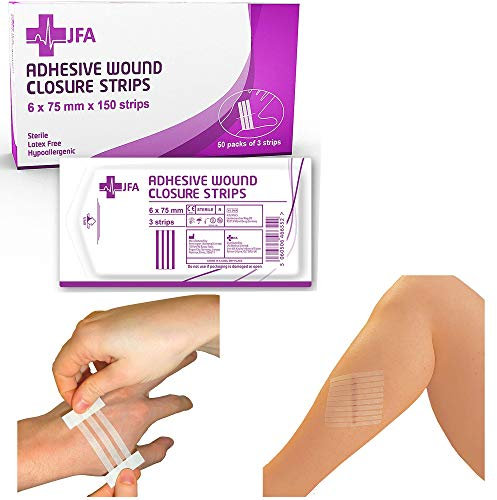 JFA Medical 150er Set Wundnahtstreifen-Strips / Klammerpflaster Nahtmaterial Wundverschluss-Streifen 6 x 75 mm