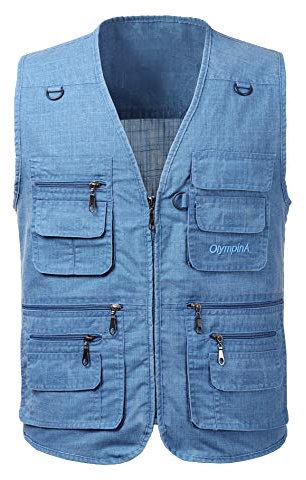 KTWOLEN Herren Outdoor Weste Anglerweste Jagdweste Fotografie Funktionsweste Ärmellos Weste Angelwesten mit Taschen, Blau, XL