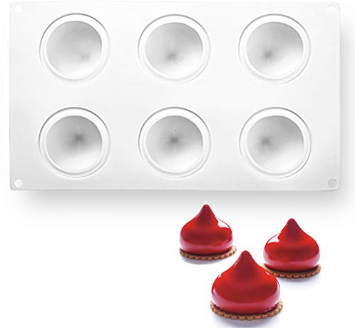 OCPO KITCHEN Silicone Molds for Baking Mousse Cake, French Dessert Mold for Pastry Chocolate, Cupcake, Ice Cream Mould, Cake Decoration Mold, 3D Water Drop Shape (6-Cavity)