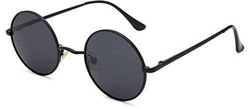 Pro Acme Retro Kleine Runde Polarisierte Sonnenbrille für Männer Frauen(Schwarz Rahmen | Grau Linse)