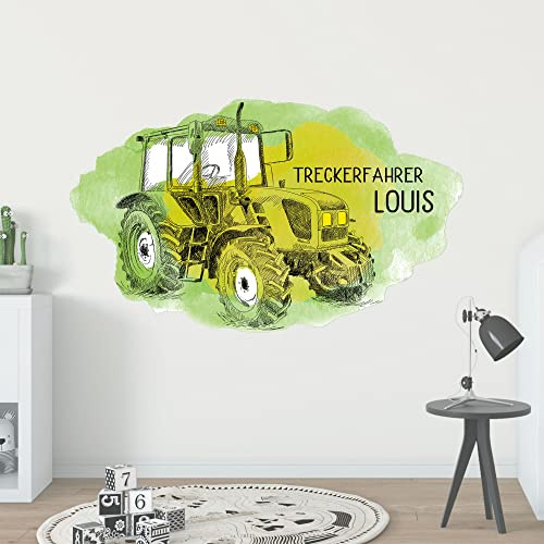 GRAZDesign Wandtattoo Kinderzimmer Junge Traktor Trecker, personalisiert mit Namen, Wandsticker Jugendzimmer, Wandaufkleber Türaufkleber Wanddeko / 65x40cm