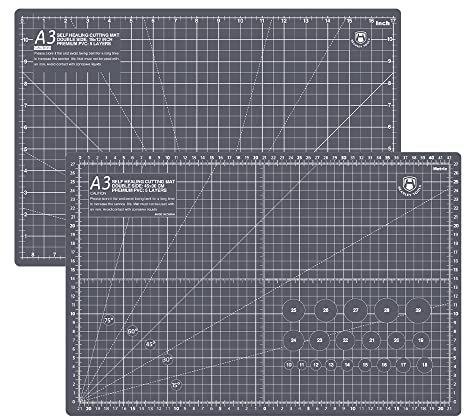 Headley Tools 12 x 18 Inch Thickened Self Healing Cutting Mat, A3 Rotary Cutting Sewing Mat for Crafts, Double Sided 5-Ply Cutting Board for Fabric Modeling Leather Arts Hobby Project, Grey