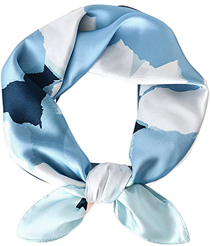 Camilife Damen Mädchen Kunstseide Schal Quadratischer Seidenschal Halstuch Haar Accessoire Elegant Damenschal 58×58cm - Gebatikt Muster