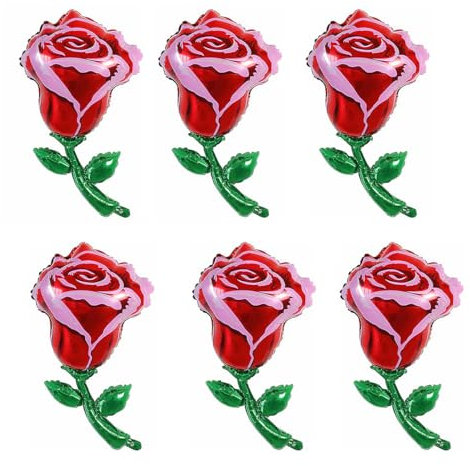 WANGCL 6 palloncini a forma di rosa rossa da 36 pollici palloncini in alluminio palloncini in mylar a forma di rosa rossa per estate sole compleanno decorazione di nozze