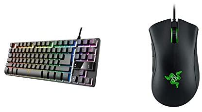 Trust Gaming 24068 Tastatur mit TKL-Design GXT 833 Thado - Beleuchtete Tastatur mit Deutsches QWERTZ Layout & Razer DeathAdder Essential (2021) - Essentielle Gaming-Maus mit optischem 6.400-DPI-Sensor