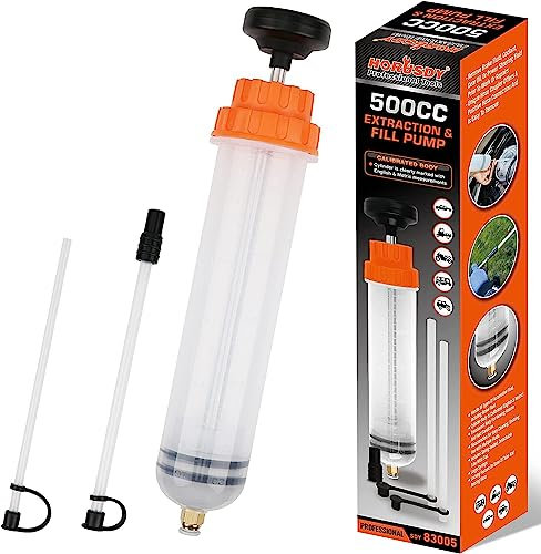 Brimix 500CC Extractor Manual de fluidos de automóvil, Bomba jeringa para extraer Aceite, lubricante, liquido refrigerante, Freno,