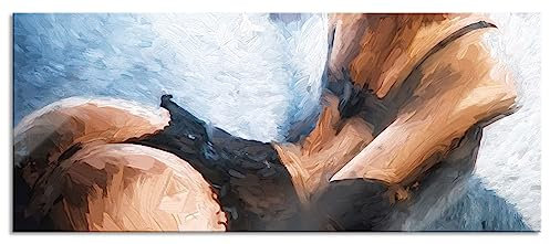 Pixxprint Glasbild Panorama, Wandbild aus Echtglas, Frau in sexy Dessous, 120x50 cm, inkl. Aufhängung und Abstandshalter