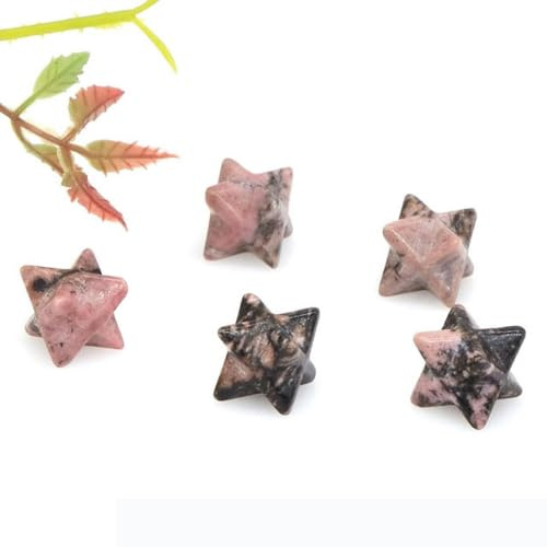 Piedra de cuarzo de chakra natural de 13 mm, cristal Wiccan Reiki, protección de gemas de energía curativa para decoración de joyas de bricolaje, rodonita negra rosa, 5 piezas