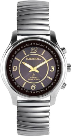 Marschall Deutsch sprechende Damen Armbanduhr I Mit Solarpanel I 1148sv I Funkarmbanduhr I Für Blinde, Senioren und Demenzkranke I Datum- und Zeitansage