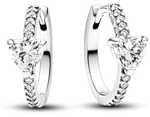 PANDORA Timeless Funkelndes Herz Creolen aus Sterling Silber mit Zirkonia, 293097C01