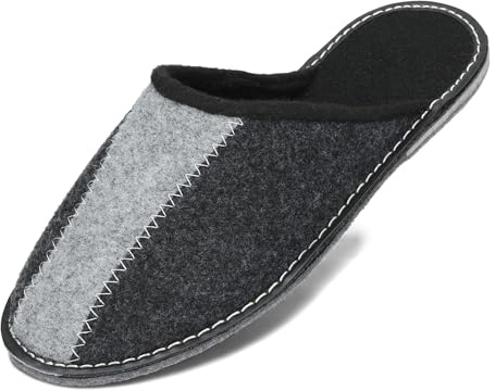 BeComfy Pantofole in Feltro da Uomo con Suola in Feltro Molto Leggera – Grafite-nero – 45