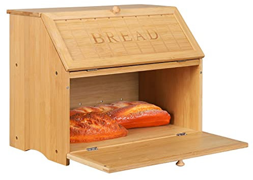 Leader Accessories Scatola Portapane Vintage, Contenitore per Pane Naturo a Doppio Strato per Conservazione di Alimenti di Grande capacità in bambù da Cucina e Panetteria, Cassetta per Pane