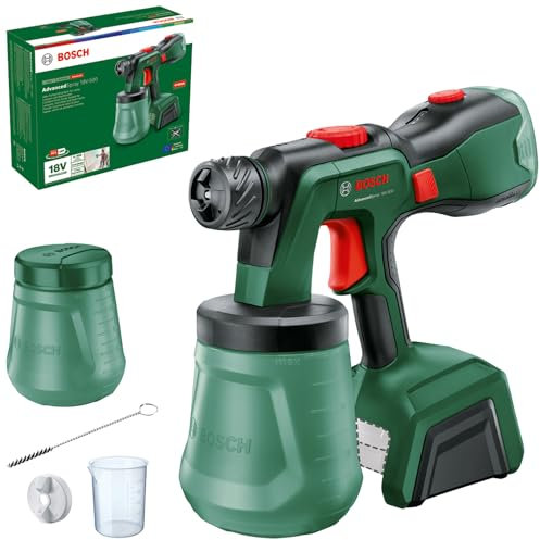 Bosch Pistolet à peinture sans fil AdvancedSpray 18V-500 (laques, vernis, peintures à disp./latex ; 3m²/min ; 2x godets 1 200 ml ; système 18V ; sans batterie)