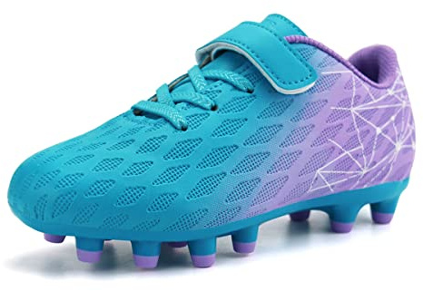 JABASIC Kids Firm Ground Fotbollsskor pojkar flickor sportiga fotbollsskor, Mint lila, 33 EU