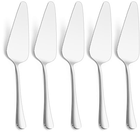 Joyfair Tortenheber Set, 5 Stück Edelstahl Tortenschaufel Kuchenschaufel Set, Kuchenheber mit Gezackten Kanten für Restaurants, Küche, Partys und Hochzeiten, Hochglanzpoliert & Spülmaschinenfest