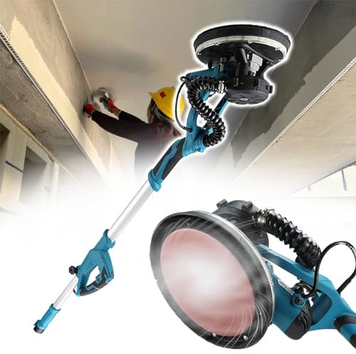 Eastnmythet Wandschleifer mit Staubsauger, langstielige Wandpoliermaschine, Innen- und Außenwandschleifer mit LED-Licht und 20 Stück Schleifpapier