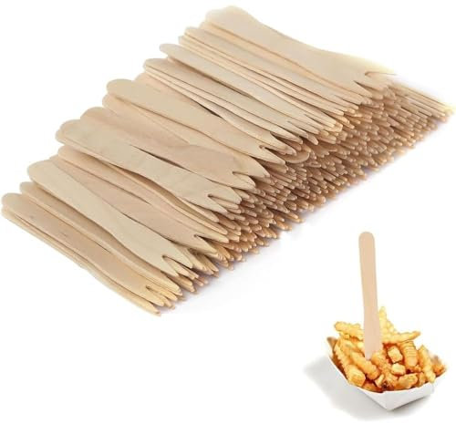 1000 PZ Forchette Forchettine in legno due punte per patatine fritte