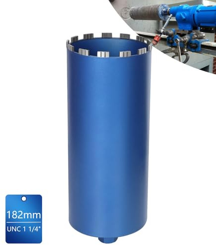 Couronne de forage diamantée pour carotteuses avec turbo de 10 mm d'épaisseur, L 460 mm | Ø 182 mm | 1 ¼ UNC | Couronne de forage à sec et humide Soudée au laser pour béton, granit et maçonnerie